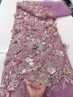 Tissu de dentelle de mariage de luxe français perlé à la main avec perles et sequins pour robe de mariée