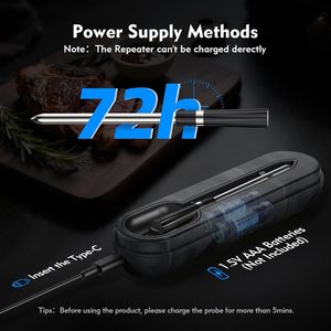 Aurasky Wireless <strong>Meat</strong> Thermometer for Ceramic <strong>Probe</strong> 500FT Range Dual Alarm High Accuracy App Companion Waterproof Grilling - Product Image 2