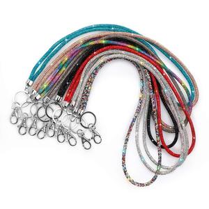 Diamond-Studded Lanyard All-Around Shiny Crystal Eco-friendly Fashion Neck Strap Women Polyester ID Badge Holder Necklace Inch