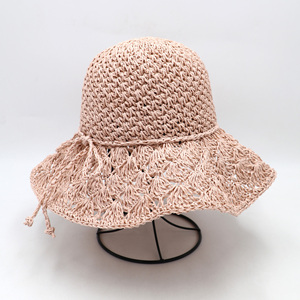 Phụ Nữ Ngoài Trời Bãi Biển Mặt Trời Bảo Vệ Visor Bow Mũ Rơm Dệt Kim Rơm Bãi Biển Mặt Trời Bảo Vệ Hợp Thời Trang Nhỏ Mũ Ngư Dân - Product Image 5