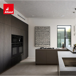Meuble <span class=keywords><strong>de</strong></span> rangement haut Alland modulaire en <span class=keywords><strong>bois</strong></span> massif avec placage coloré, sans poignée, pour cuisine avec îlot surélevé - Product Image 2