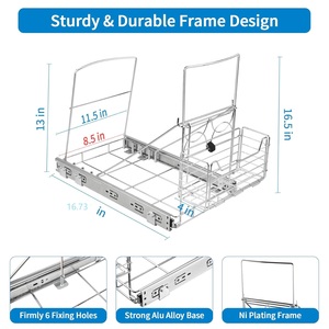 Organisateur de poubelle de cuisine coulissant en métal moderne avec étagère extractible et <span class=keywords><strong>rangement</strong></span> durable - Product Image 6