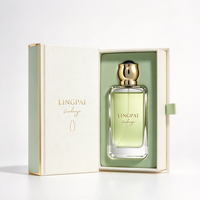 Flacon de parfum en verre transparent carré de luxe de 100 ml avec bouchon à bille doré, flacon de parfum rechargeable, logo personnalisé OEM ODM