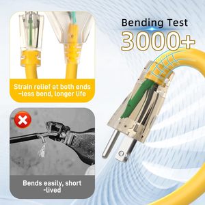 12ft 12 Máy Đo Nhiệm Vụ Nặng Nề Trong Nhà/Ngoài Trời Mở Rộng Dây Không Thấm Nước 3-Thắp Sáng End Sjtw 15A 1875W 3-Prong Vàng Linh Hoạt Điện - Product Image 4