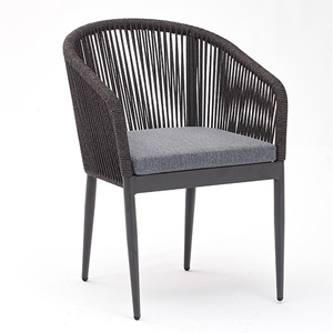 Set da Pranzo con <span class=keywords><strong>Sedie</strong></span> e Tavolo da Esterno <span class=keywords><strong>per</strong></span> Ristorante Bistrot e <span class=keywords><strong>Giardino</strong></span> <span class=keywords><strong>in</strong></span> <span class=keywords><strong>Alluminio</strong></span> e Intreccio di Corda Impermeabile - Product Image 5