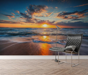 Papel de pared personalizado con paisaje de <span class=keywords><strong>playa</strong></span> al atardecer, Mural costero romántico para decoración de interiores, papel tapiz, decoración del hogar - Product Image 1