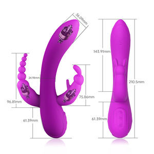 Mainan Seks untuk Wanita 12 Getaran Dapat Diisi Ulang Stimulator Klitoris Tiga Kepala <span class=keywords><strong>Vibrator</strong></span> Manik-manik Anal Kelinci - Product Image 5