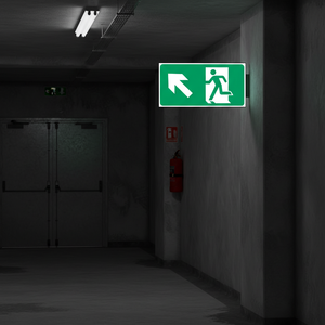 Uscita di emergenza segno freccia sinistra-alluminio luminescente 480 ° 250mm - Product Image 3