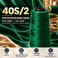 Fil à coudre en polyester filé 100% 40S/2 en vrac, haute ténacité, faible rétrécissement, pour surjeteuse industrielle, bobine conique, couleurs personnalisées