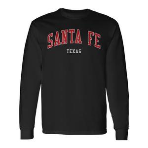 T-shirt a maniche lunghe Santa Fe Texas, abbigliamento unisex in stile college - Product Image 1