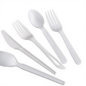 Ensemble de couteaux, fourchettes et cuillères jetables écologiques biodégradables PLA, emballés individuellement, fabriqués en Chine - Product Image 1