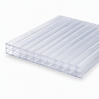 Panneaux de toiture à trois couches de 8 mm et 10 mm pour serres commerciales, plaque de polycarbonate à triple paroi