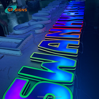 Lettre lumineuse en acrylique LED à effet de mouvement RGB personnalisée SPSIGN, lettres lumineuses RGB pleine couleur pour la signalisation publicitaire pour les entreprises