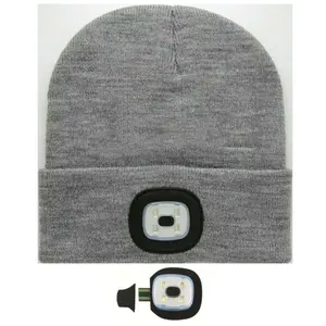 Led Beanie Hoed Hoofd Zaklamp Custom Made Beste Voor Winter Beanie Hat Caps Geweven Voor Wandelen Fietsen Caps