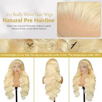 613 perruques sans colle cheveux humains, perruque de cheveux humains Full Lace Hd blond platine 613, perruques de cheveux malaisiens transparents en dentelle blonde 13x6
