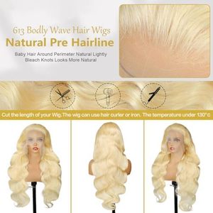 Pelucas de cabello humano sin pegamento 613, peluca de cabello humano de encaje completo Hd <span class=keywords><strong>rubio</strong></span> platino 613, pelucas de cabello malasio transparente de encaje <span class=keywords><strong>Rubio</strong></span> 13x6 - Product Image 5