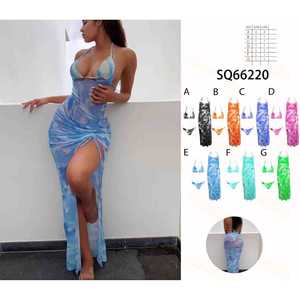 Costume da bagno bikini a triangolo da donna, due pezzi, estivo, con top a fascia e slip a vita alta con laccetti laterali, elegante, all'ingrosso SQ66220 - Product Image 1