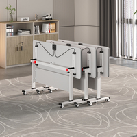 Tables de formation mobiles à plateau rabattable avec roulettes silencieuses, mobilier modulaire pour salles de réunion de bureau, design polyvalent et peu encombrant