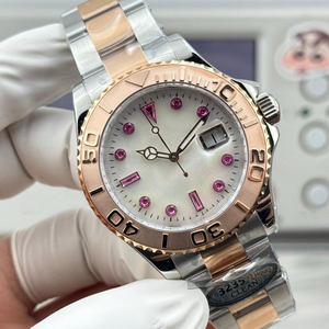 Montres mécaniques automatiques 40 mm en métal doré avec lunette cannelée, cadran vert olive, <span class=keywords><strong>montre</strong></span> de luxe pour homme en or rose, modèle Président - Product Image 2