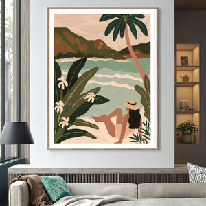 Toile murale décorative de portrait aquarelle abstraite moderne, écologique et luxueuse, avec cadre extérieur, pour chambre à coucher et salon <span class=keywords><strong>TOPART</strong></span> - Product Image 6