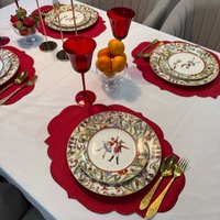 Napperon élégant et moderne en polyester imitation lin, résistant à l'huile et isolant thermique, pour table décorative