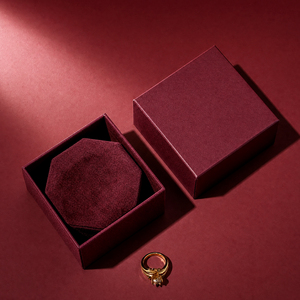 Zebopak Burgundy Octagon Engagement <b>Ring</b> <b>Box</b> with Suede Insert Christmas Holiday Jewellery Gift Collection Manufacturer - Product Image 1
