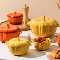 Ravissant bol de rangement de citrouille avec couvercle bol à œufs cuits à la vapeur bol en céramique de ménage vaisselle de petit déjeuner marmite à ragoût