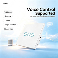 UBARO Interruttore a Muro Touch WiFi Tuya 3 Gang con Filo Singolo, Cornice in Ferro, Funzione Timer, Condivisione Dispositivi, Compatibile con Alexa, Yandex, Alice, Interruttore Intelligente per Luci
