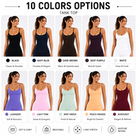 Débardeur de yoga rembourré pour femme GM Wholesale, coupe ajustée, bretelles spaghetti, séchage rapide, dos nu, pour la gym, le fitness et l'entraînement, vêtement de sport, camisole, gilet