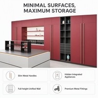 Ensemble de meubles de cuisine modernes haut de gamme en mélamine, sur mesure, en bois de luxe, complet, RTA, intelligent et compact