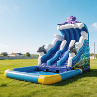Glissière d'eau gonflable double de 18 pieds ou glissière d'eau gonflable de qualité commerciale sur mesure avec piscine pour enfants