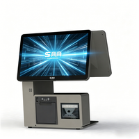 Terminal de point de vente interactif à double écran, stable et efficace, tout-en-un, pour supermarchés, magasins de proximité, caisse enregistreuse commerciale compacte