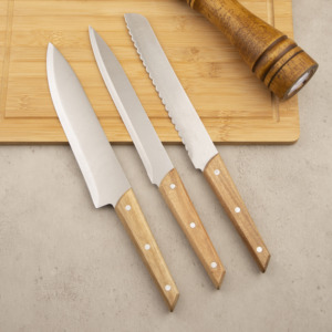 Ensemble de couteaux de cuisine écologiques <span class=keywords><strong>chinois</strong></span>, 5 pièces, lames en acier inoxydable, finition hautement polie, manches en bois pour une précision accrue - Product Image 3