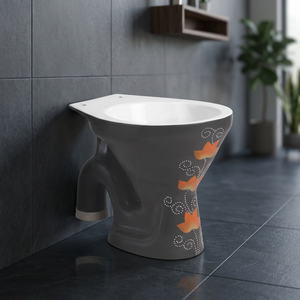 WC européen moderne Vistaar en céramique orange avec siphon S/P, ensemble de toilettes à double chasse à poser au sol, chaise de toilette pour salle de bain - Product Image 3