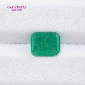 Cadermay Synthetic Emerald Loose Stone Rectangle Green For Jewelry Making - Product Image 1