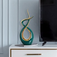 Accessoires de décoration intérieure en céramique de style européen, décoration unique, plaqué or vert, artisanat, design contemporain, forme géométrique