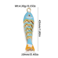 Pendentifs Poisson en Cuivre Émaillé et Zircon, Breloques Animaux Marins Colorées Plaqué Or Tendance pour Bijoux DIY Colliers Bracelets Boucles d'Oreilles