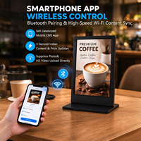 Affichage numérique de table avec batterie intégrée, écran LCD pour menu, mise à jour à distance via application mobile et Wi-Fi pour restaurants et cafés