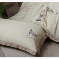 Low MOQ personnalisé fleur imprimée housse de couette ensemble de draps de lit de literie en coton doux