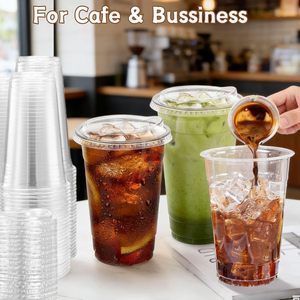 Gobelets en plastique jetables personnalisés de 12, 16, 24, 32 oz pour café glacé, jus, bubble tea, desserts et boissons de fête, avec couvercles - Product Image 3