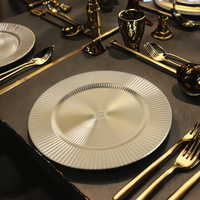 Assiettes de présentation de luxe modernes pour mariage, en verre, électroplaqué or, écologiques, avec logo personnalisé, pour la maison, vente en gros