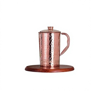 Hammered Copper Water Pitcher with Lid 1.7L Classic Design Eco-Friendly Handmade Drinking Jug for Wedding and Party Use - Product Image 2