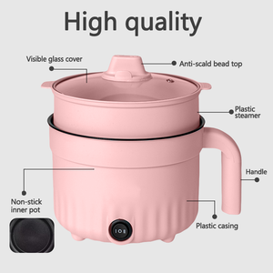 2-in-1 Electric Rice Cooker Hot <b>Pot</b> Tempered Glass Lid <b>Non</b>-<b>Stick</b> Coating 1.8L Capacity for Hotel Household Outdoor Use - Product Image 3