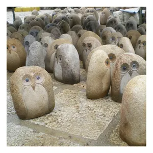 Wholesale customization animal carving sculpture garden ornaments owl stone carving