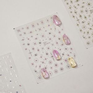 Autocollants pour ongles en cristal diamanté <span class=keywords><strong>argent</strong></span>é rose 5D, autocollants pour ongles brillants, autocollants pour ongles autocollants, décalcomanies scintillantes étoilées - Product Image 2