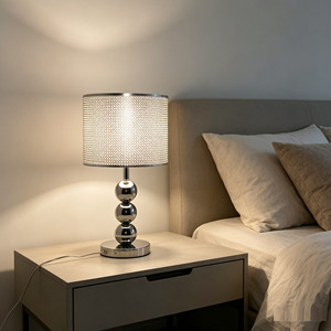 Moderne Metall-Kugelständer Tischlampe Schwarzer PVC-Punktschirm Einfache Schreibtischleuchte für Schlafzimmer Wohnzimmer Hotel Heim-Dekoration - Product Image 1