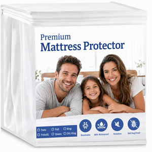 Protège-matelas imperméable en coton/bambou respirant et hypoallergénique, avec bords ajustés et respirant - Product Image 1