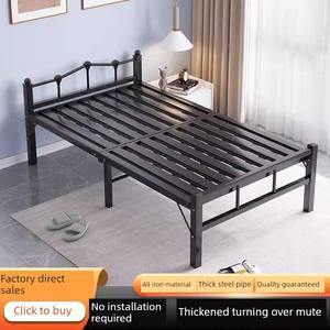 Lit pliant simple en fer, taille individuelle, design minimaliste pour chambre d'enfant, avec finition brossée et espace de rangement - Product Image 3