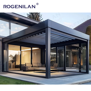Pergola à toit à lames orientables étanche Rogenilan Terrace, structure simple en <span class=keywords><strong>aluminium</strong></span>, véranda en verre, <span class=keywords><strong>serre</strong></span> extérieure - Product Image 3
