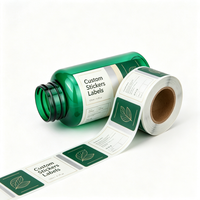 Bouteille de santé pour animaux de compagnie en PET semi-transparente verte personnalisée de 120 ml avec étiquettes autocollantes imprimées personnalisées pour l'emballage de capsules, de comprimés et de pilules